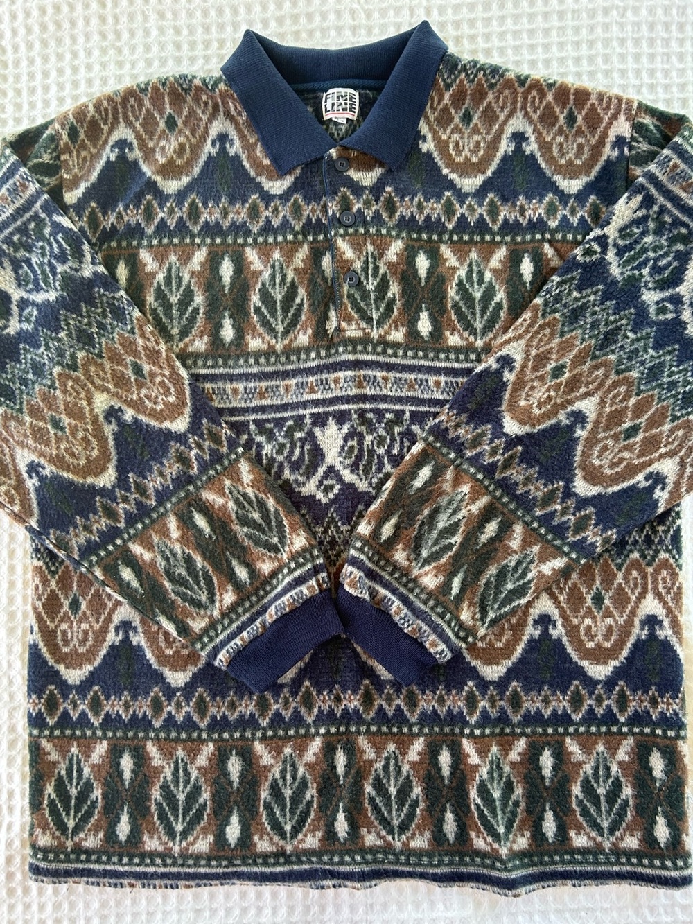 Vintage Polo Sweater Gorpcore Fair Isle Fall Autumn